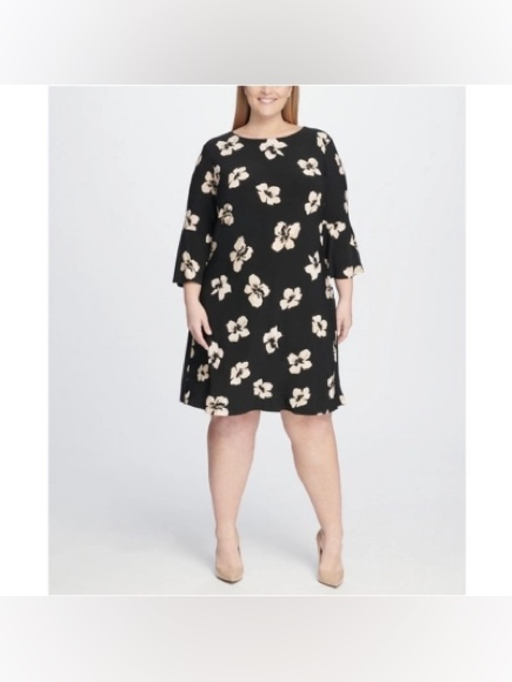 Tommy Hilfiger Printed Jersey Bell Sleeve A-line Dress SZ 18 XXL Floral